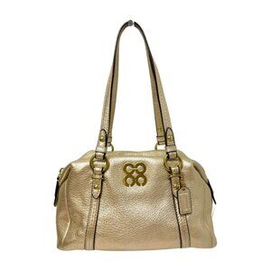 Coach 2 Handle Zip Close Purse Metallic Gold